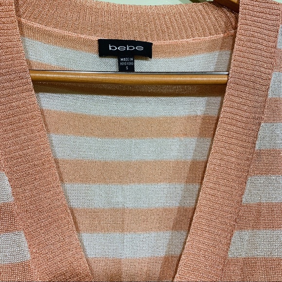 Beautiful Bebe Stripe V Shape Blouse - Picture 4 of 7